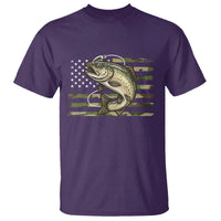 Camo Bass Fishing T Shirt Patriotic US Flag Fisherman - Wonder Print Shop