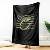 Camo Fish Hook Fishing Throw Blanket Patriotic US Flag Fisherman Camouflage Bass Fishing - Wonder Print Shop