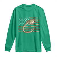 Camo Fish Hook Fishing Long Sleeve Shirt Patriotic US Flag Fisherman Camouflage Bass Fishing - Wonder Print Shop