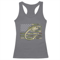 Camo Fish Hook Fishing Racerback Tank Top Patriotic US Flag Fisherman Camouflage Bass Fishing - Wonder Print Shop