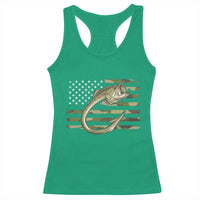 Camo Fish Hook Fishing Racerback Tank Top Patriotic US Flag Fisherman Camouflage Bass Fishing - Wonder Print Shop