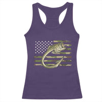 Camo Fish Hook Fishing Racerback Tank Top Patriotic US Flag Fisherman Camouflage Bass Fishing - Wonder Print Shop