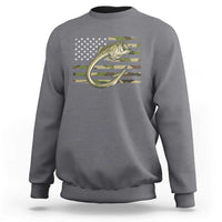 Camo Fish Hook Fishing Sweatshirt Patriotic US Flag Fisherman Camouflage Bass Fishing - Wonder Print Shop
