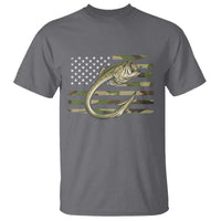 Camo Fish Hook Fishing T Shirt Patriotic US Flag Fisherman Camouflage Bass Fishing - Wonder Print Shop