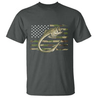 Camo Fish Hook Fishing T Shirt Patriotic US Flag Fisherman Camouflage Bass Fishing - Wonder Print Shop