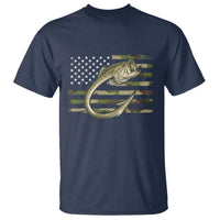 Camo Fish Hook Fishing T Shirt Patriotic US Flag Fisherman Camouflage Bass Fishing - Wonder Print Shop