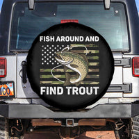 Fish Around and Find Trout Spare Tire Cover Camo Bass Fishing Meme US Flag Punny Pun Dad - Wonder Print Shop