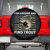 Fish Around and Find Trout Spare Tire Cover Camo Bass Fishing Meme US Flag Punny Pun Dad - Wonder Print Shop