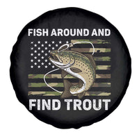 Fish Around and Find Trout Spare Tire Cover Camo Bass Fishing Meme US Flag Punny Pun Dad - Wonder Print Shop