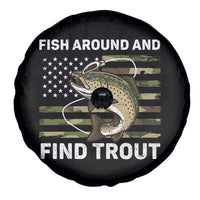 Fish Around and Find Trout Spare Tire Cover Camo Bass Fishing Meme US Flag Punny Pun Dad - Wonder Print Shop