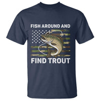 Fish Around and Find Trout T Shirt Camo Bass Fishing Meme US Flag Punny Pun Dad - Wonder Print Shop