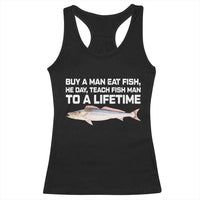 Funny Fishing Meme Racerback Tank Top Buy A Man Eat Fish Inappropriate - Wonder Print Shop