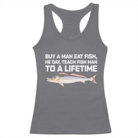 Funny Fishing Meme Racerback Tank Top Buy A Man Eat Fish Inappropriate - Wonder Print Shop
