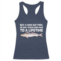 Funny Fishing Meme Racerback Tank Top Buy A Man Eat Fish Inappropriate - Wonder Print Shop