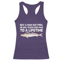 Funny Fishing Meme Racerback Tank Top Buy A Man Eat Fish Inappropriate - Wonder Print Shop