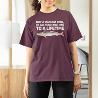 Funny Fishing Meme T Shirt For Women Buy A Man Eat Fish Inappropriate - Wonder Print Shop