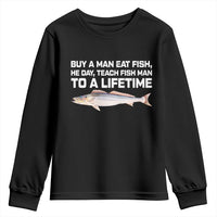 Funny Fishing Meme Youth Sweatshirt Buy A Man Eat Fish Inappropriate - Wonder Print Shop
