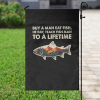 Funny Fishing Meme Garden Flag Vintage Buy A Man Eat Fish Inappropriate - Wonder Print Shop