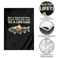Funny Fishing Meme Garden Flag Vintage Buy A Man Eat Fish Inappropriate - Wonder Print Shop