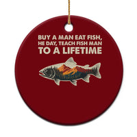 Funny Fishing Meme Ceramic Ornament Vintage Buy A Man Eat Fish Inappropriate - Wonder Print Shop