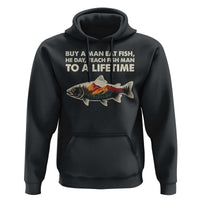 Funny Fishing Meme Hoodie Vintage Buy A Man Eat Fish Inappropriate - Wonder Print Shop