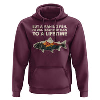 Funny Fishing Meme Hoodie Vintage Buy A Man Eat Fish Inappropriate - Wonder Print Shop
