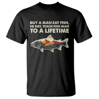 Funny Fishing Meme T Shirt Vintage Buy A Man Eat Fish Inappropriate - Wonder Print Shop