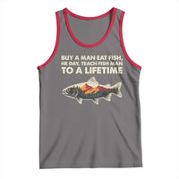 Funny Fishing Meme Tank Top Vintage Buy A Man Eat Fish Inappropriate - Wonder Print Shop