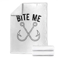 Cool Catchy Angler Throw Blanket Retro Bite Me Bass Fishing Fishermen