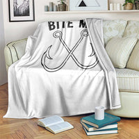 Cool Catchy Angler Throw Blanket Retro Bite Me Bass Fishing Fishermen