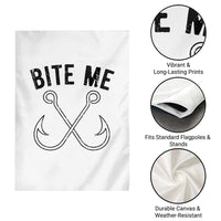 Cool Catchy Angler Garden Flag Retro Bite Me Bass Fishing Fishermen