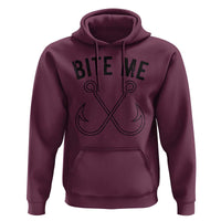 Cool Catchy Angler Hoodie Retro Bite Me Bass Fishing Fishermen