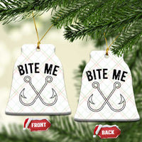 Cool Catchy Angler Ceramic Ornament Retro Bite Me Bass Fishing Fishermen