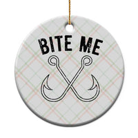 Cool Catchy Angler Ceramic Ornament Retro Bite Me Bass Fishing Fishermen