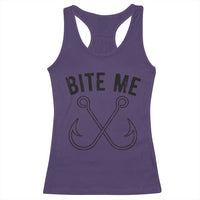 Cool Catchy Angler Racerback Tank Top Retro Bite Me Bass Fishing Fishermen