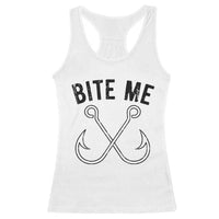 Cool Catchy Angler Racerback Tank Top Retro Bite Me Bass Fishing Fishermen