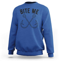Cool Catchy Angler Sweatshirt Retro Bite Me Bass Fishing Fishermen