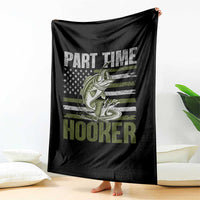 Part Time Hooker Throw Blanket Funny Fishing Patriotic US Flag Fisherman
