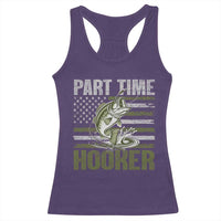 Part Time Hooker Racerback Tank Top Funny Fishing Patriotic US Flag Fisherman