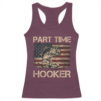 Part Time Hooker Racerback Tank Top Funny Fishing USA Flag Patriotic Fisherman
