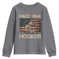 Part Time Hooker Youth Sweatshirt Funny Fishing USA Flag Patriotic Fisherman