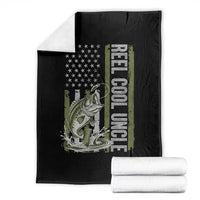 Uncle Fishing Throw Blanket Reel Cool Uncle Fisherman US Flag