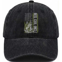 Uncle Fishing Washed Cotton Baseball Cap Reel Cool Uncle Fisherman US Flag