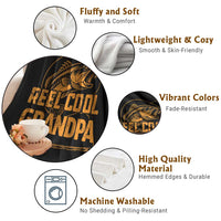 Reel Cool Grandpa Throw Blanket Funny Fishing Fisherman Fathers Day