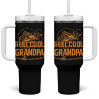 Reel Cool Grandpa Tumbler With Handle Funny Fishing Fisherman Fathers Day
