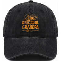 Reel Cool Grandpa Washed Cotton Baseball Cap Funny Fishing Fisherman Fathers Day