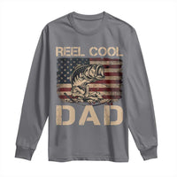 Reel Cool Dad Long Sleeve Shirt Funny Fishing USA Flag Patriotic Fisherman Fathers Day