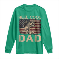 Reel Cool Dad Long Sleeve Shirt Funny Fishing USA Flag Patriotic Fisherman Fathers Day