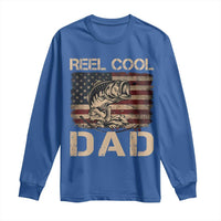 Reel Cool Dad Long Sleeve Shirt Funny Fishing USA Flag Patriotic Fisherman Fathers Day