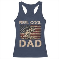 Reel Cool Dad Racerback Tank Top Funny Fishing USA Flag Patriotic Fisherman Fathers Day